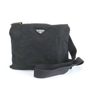 Prada Tessuto triangle logo shoulder bag crossbody messenger black REM